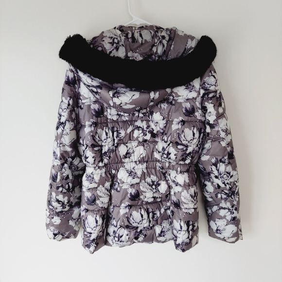 Victoria's Secret Double Breasted Puffer Coat Jacket Hooded Floral Medium - Picture 4 of 7